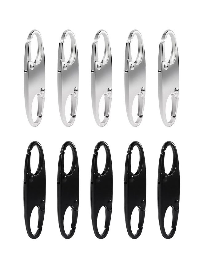 braxan 10 Pcs Zipper Locks Anti Theft Zipper Clips Anti Theft Dual Opening Design S Type Suitable for Backpacking, Camping and Outdoor Sports (5 Pcs Black+5 Pcs Silver) - Image 1